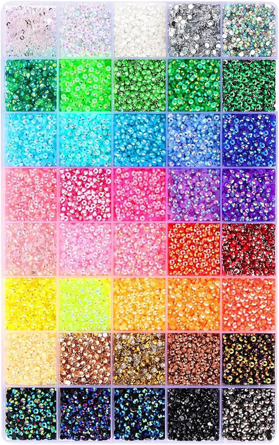 32000Pcs Resin Jelly Rhinestones for Bedazzling, Multicolor 3mm Flatback Gems for DIY Bedazzling, Diamond Art & Nail Crafts Kit with 3 Bottles 10ml B7000 Jewelry Glue