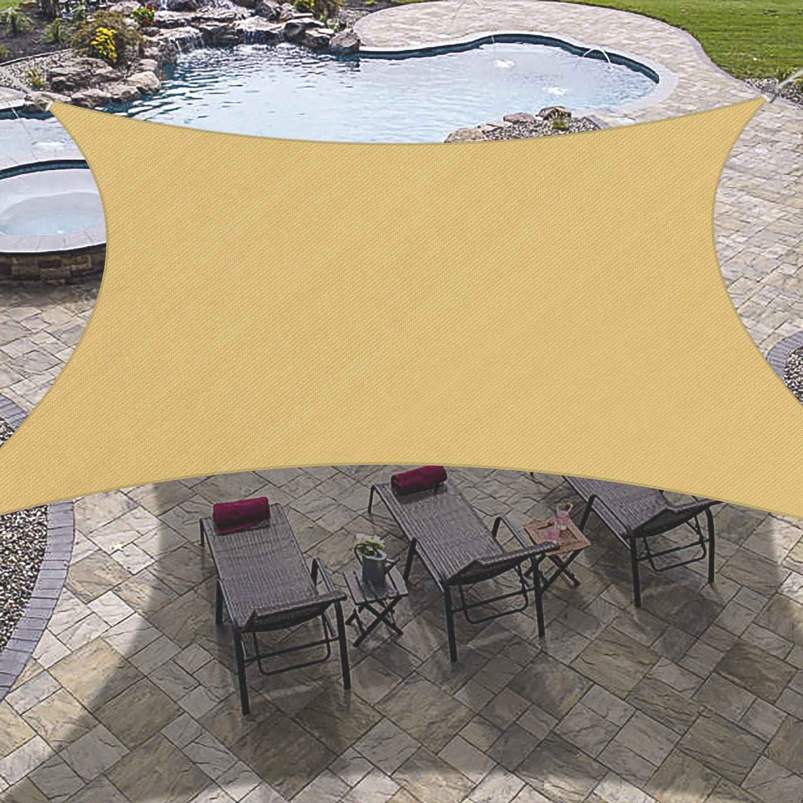 OutdoorLines Rectangle Sun Shade Sails for Patios 10 x 13 ft – Sun UV Blocking Outdoor Covering Canopy, Sunshades for Backyard, Porch, Pergola, Lawn, Garden, Pool, Beach, Deck, Park and Carport, Sand