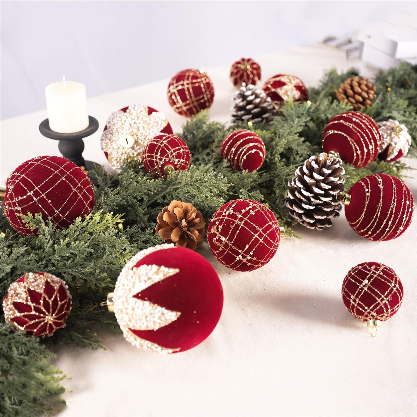 Boule de Noël, Ornement, 12 Décorations De Sapin Noël avec Boules Floquées for La Décoration Intérieure Décoration pour Sapin(Bruin,6cm)