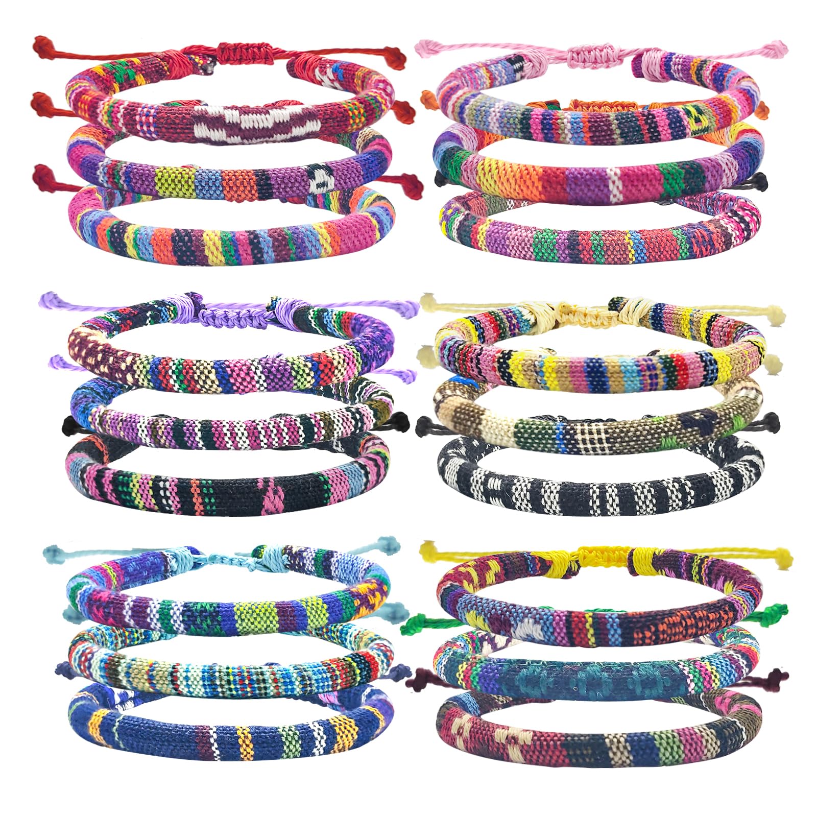 18 Pcs Boho Surfer Beach Bracelet for Men Women,Bracelets For Men, Handmade Hippie Braided Bracelets Anklets Waterproof,Adjustable String Rope Ankle Bracelets,Outer Banks Summer Woven Bracelets