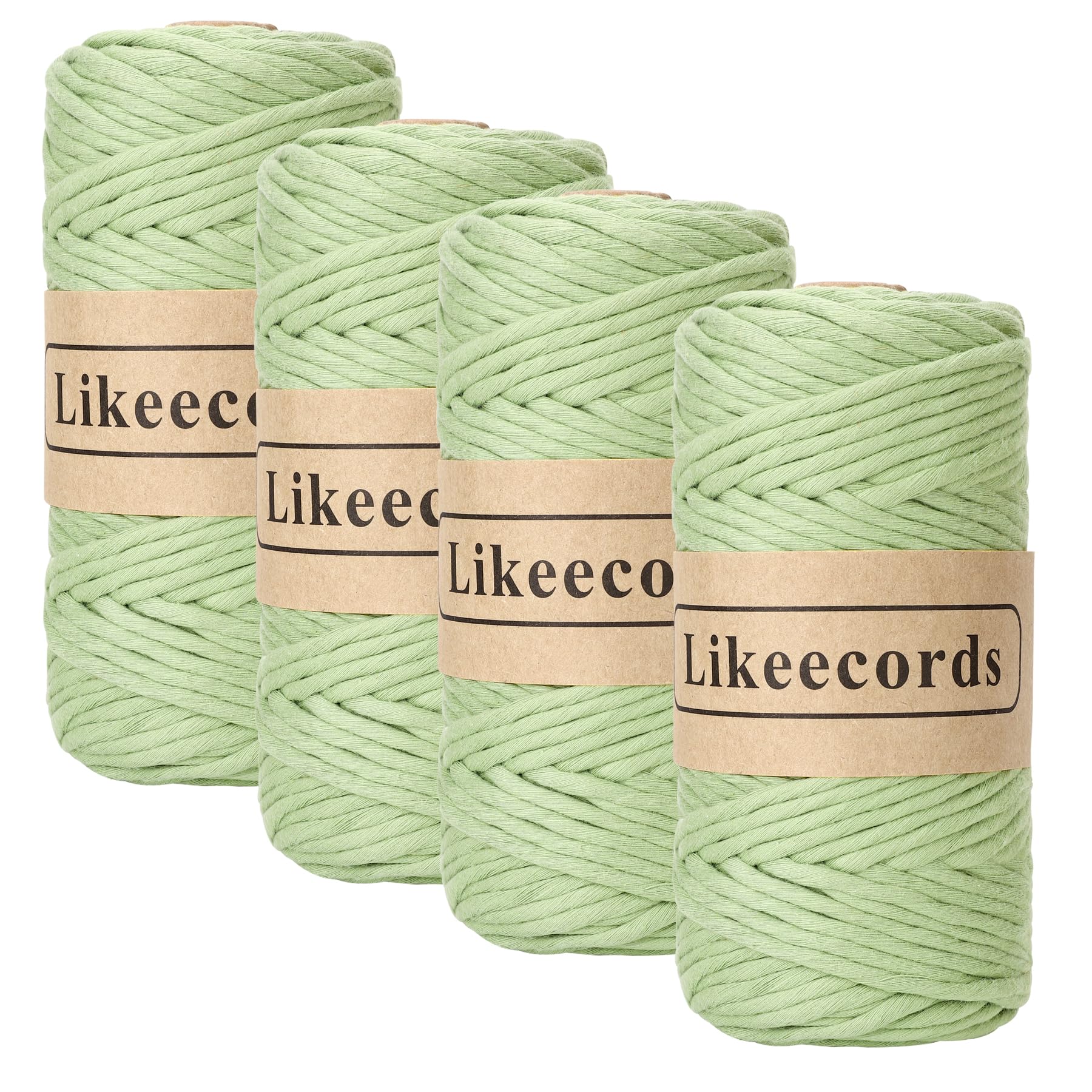 Cordon macramé vert 4mm x 80m en coton doux pour suspension plante