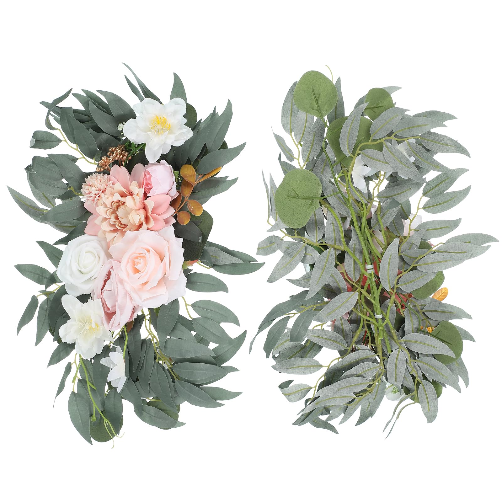 PATIKIL 2 Stück Hochzeitsbogen Blumen für Dekor Champagner/Rosa | Künstliche Seiden Faux Rosenblumen Girlande Blumen Girlanden Hintergrund, mit Blättern Clip Verband