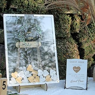 Wedding Guest Book Alternative White,Guest Book Frame with Hearts for Wedding Reception,Rustic Wedding Book for Guests,Wedding Sign Frame,Baby Shower Guest Book,Unique Wedding Decorations