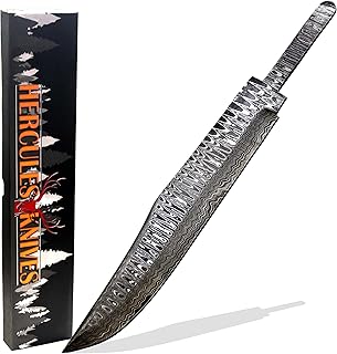 Hercules Knives Custom Hand Forged Damascus Steel Blank Blade Tactical Hunting Knife Camping Blade Damascus Blade Billet Handmade Knife Making Supply