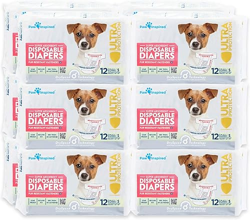 Paw Inspired Pañales desechables para perros  Pañales para perros femeninos ultra protección  Pañales para cachorros, pañales para perros con calor