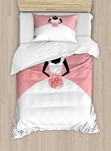 Miniatura 10 de Ambesonne Jukebox Duvet Cover Set, Digital Retro Print Party Themed Old Antique Music Radio, Decorative 3 Piece Bedding Set with 2 Pillow Shams,