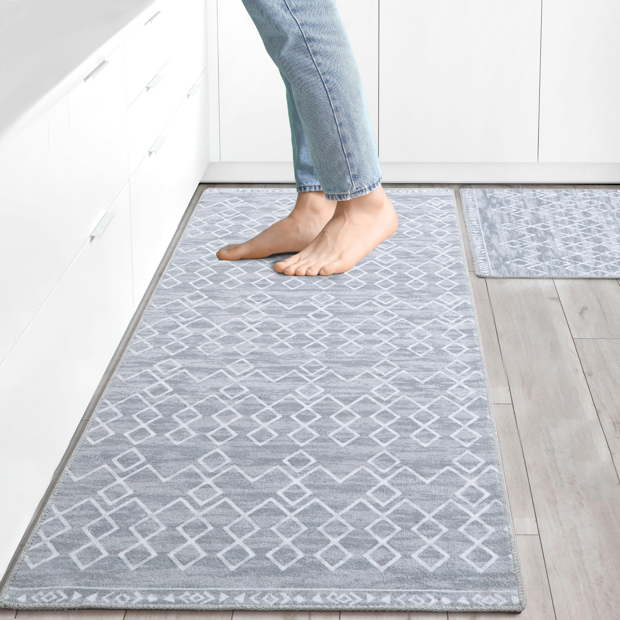 HOMBYS Washable Non Slip Kitchen Rugs Set of 2,Large Boho