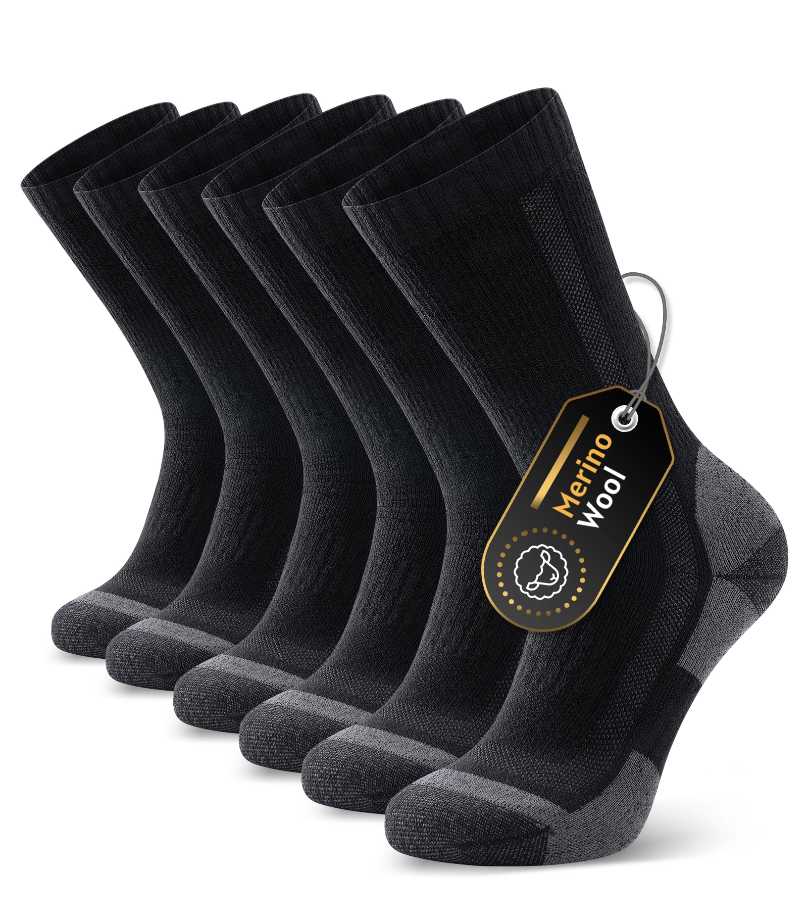 PULIOUMerino Wool Socks Men Women,Cushion Moisture Wicking Breathable Outdoor Multipack Hiking Trekking Walking Athletic Work thermal warm winter,3 pairsOEKO-TEX STANDARD 100