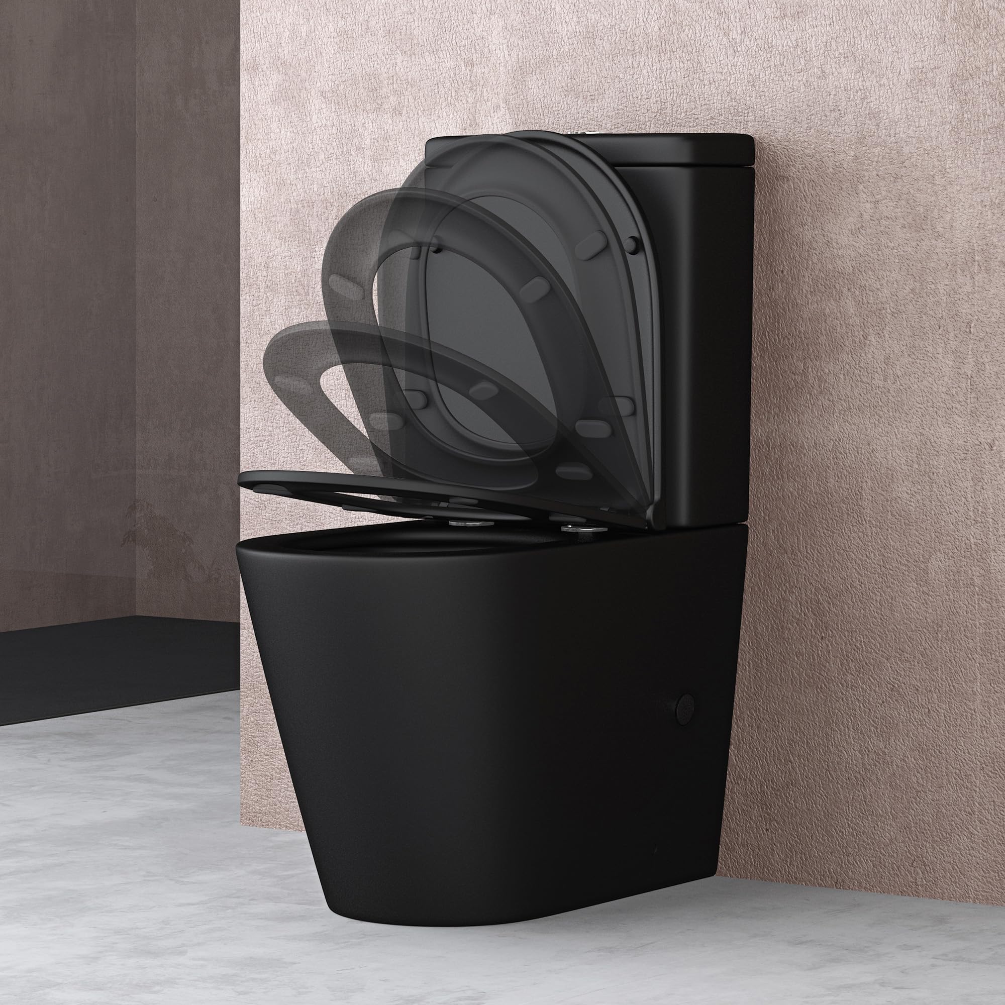 doporro Design Stand WC mit Softclose 36x63x82cm Stand-Toilette Schwarz
