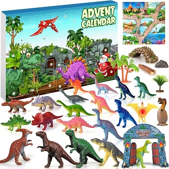 iZoeL Advent Calendar 2025 Dinosaur Boys Girls Dino Advent Calendar 24 Dinosaur Figures Filling Christmas Gift Boys Girls from 15 Years