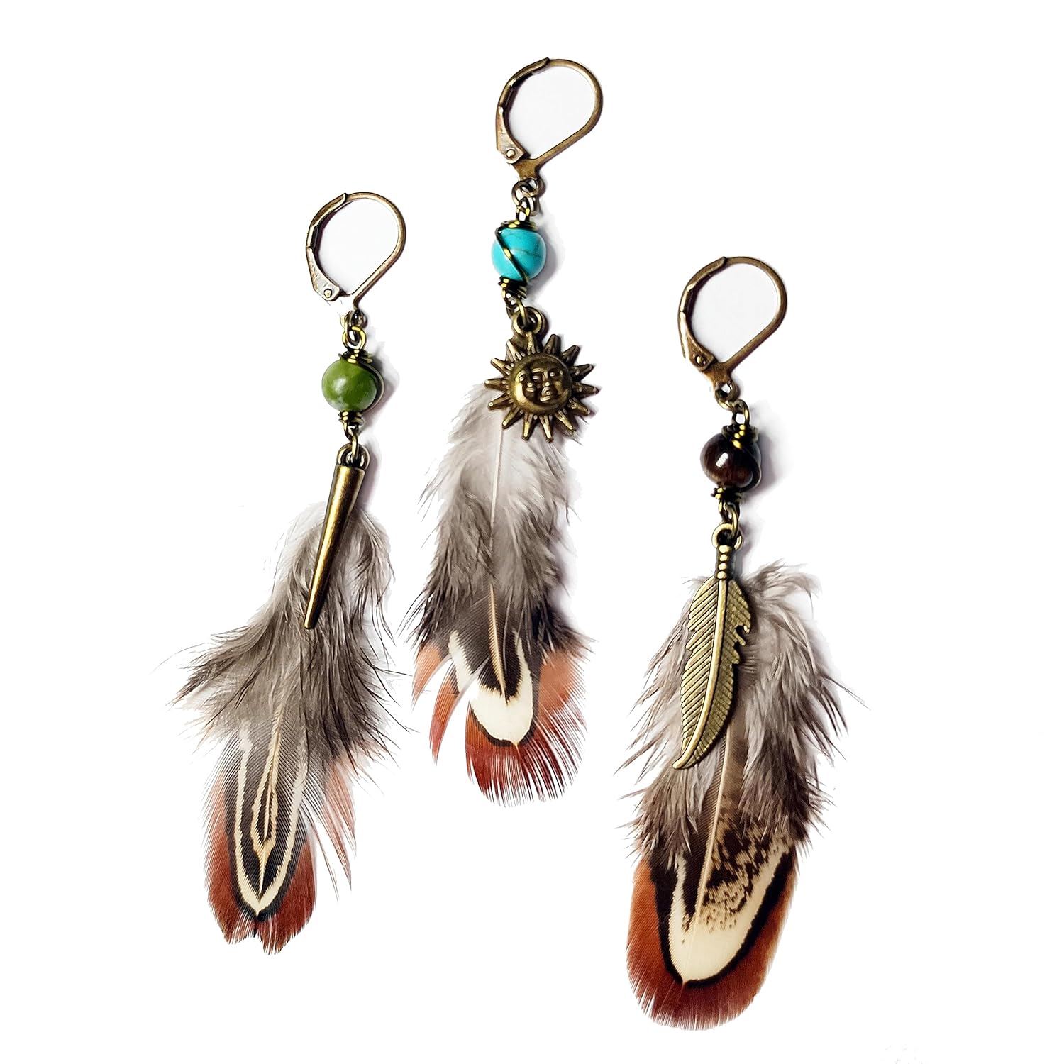 Native American Indian Feather Earring for Men Single