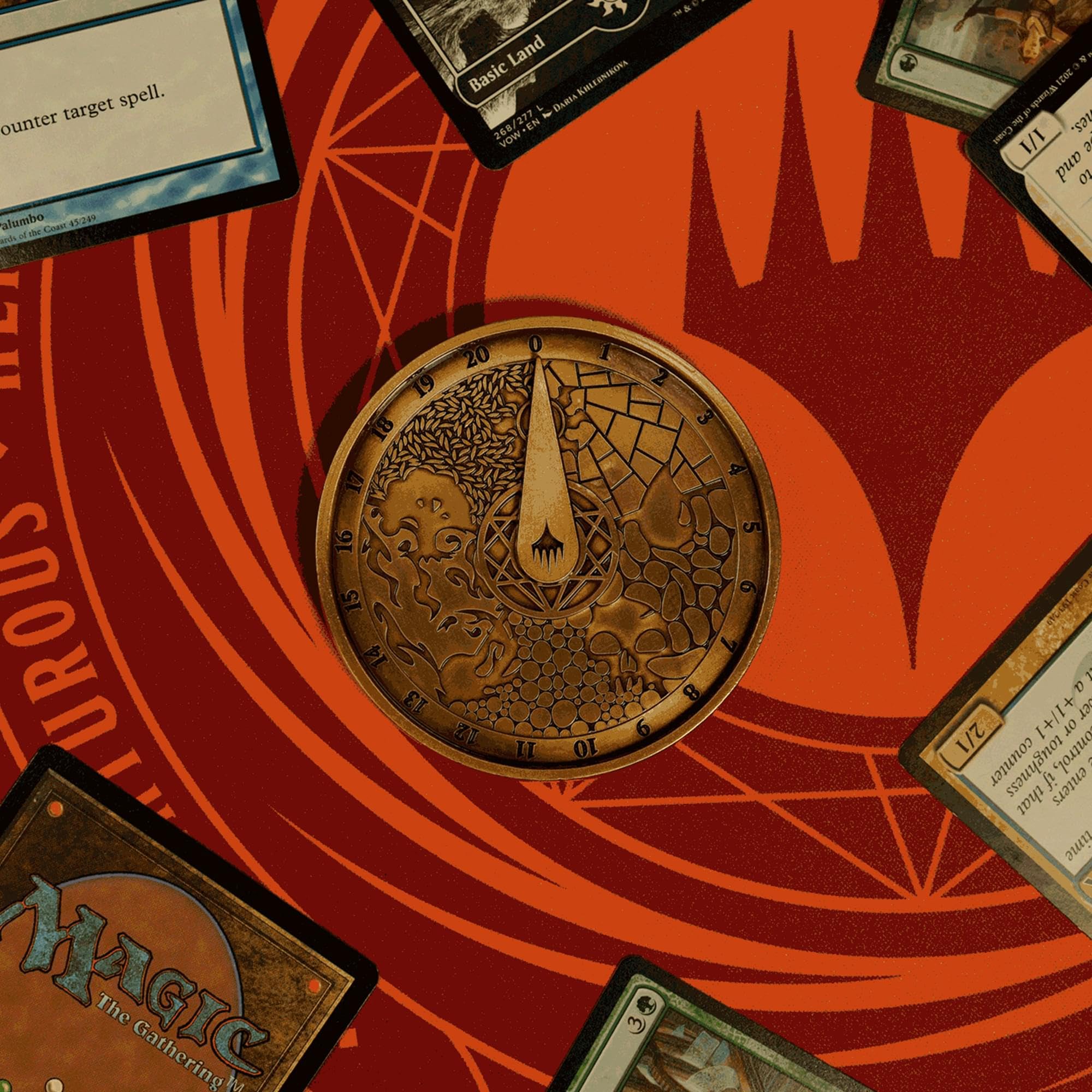 Compteur de Points de Vie Magic: The Gathering® – Compteur de Points de Vie en métal sous Licence Officielle avec Cadran Rotatif – Permet de Compter Jusqu’à 40 Points de Vie – Finition Antique