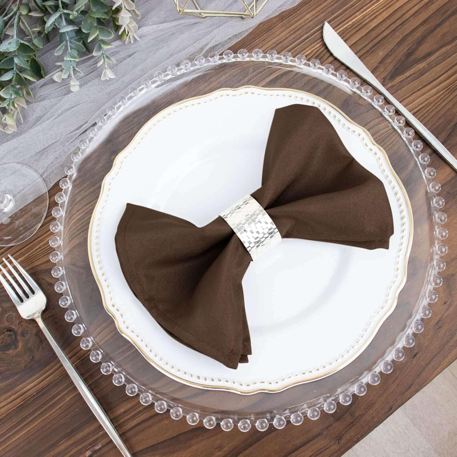 Tableclothsfactory Premium 100 Pack | Chocolate Brown Seamless Cloth Dinner Napkins, Wrinkle Resistant Linen | 17"x17" for Party & Decorations