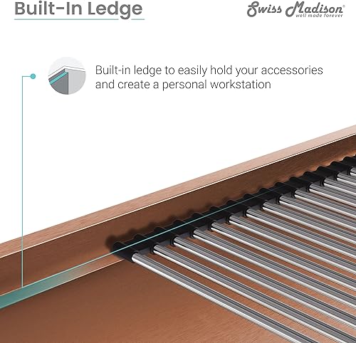 Miniatura 5 de Tourner - Fregadero de cocina (12.6 x 7.5in, acero inoxidable, para lavabo individual, bajo encimera), color oro rosa