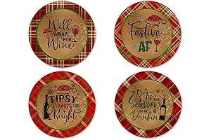 Christmas Plaid Snarky Festive Wine Drinkin Coasters