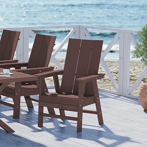 WestinTrends Ashore - Silla de comedor para patio al aire libre HDPE de plástico estilo Adirondack, color marrón oscuro