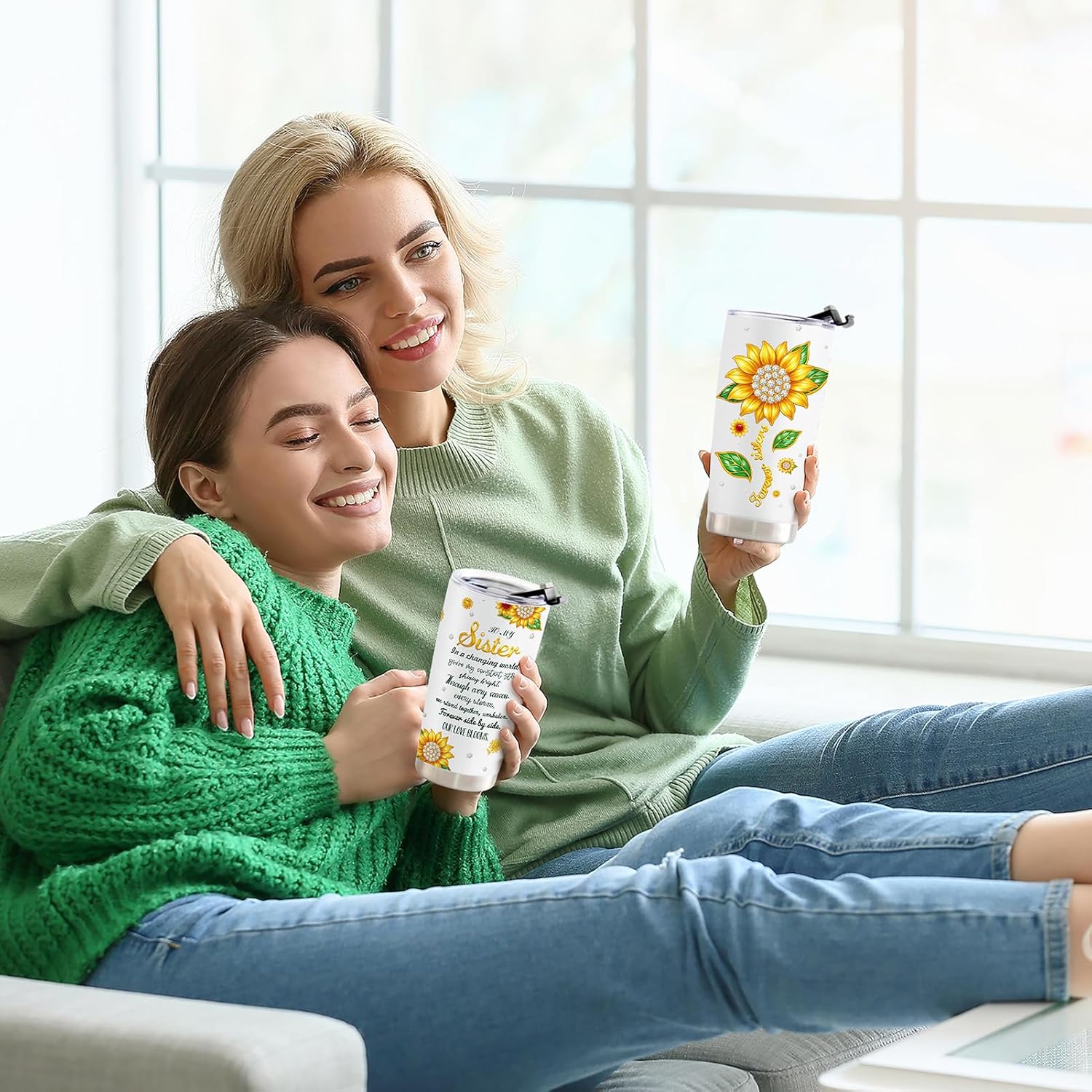 Sister Gift From Sisters, Birthday Gifts for Sisters - To My Big Little Sister Gifts, 20 OZ Stainless Steel Insulated Travel Coffee Tumbler Cup - Image 6