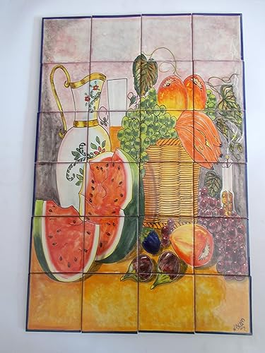 25" CERAMIC TILE MURAL mexican talavera mosaic hand painted clay backsplash