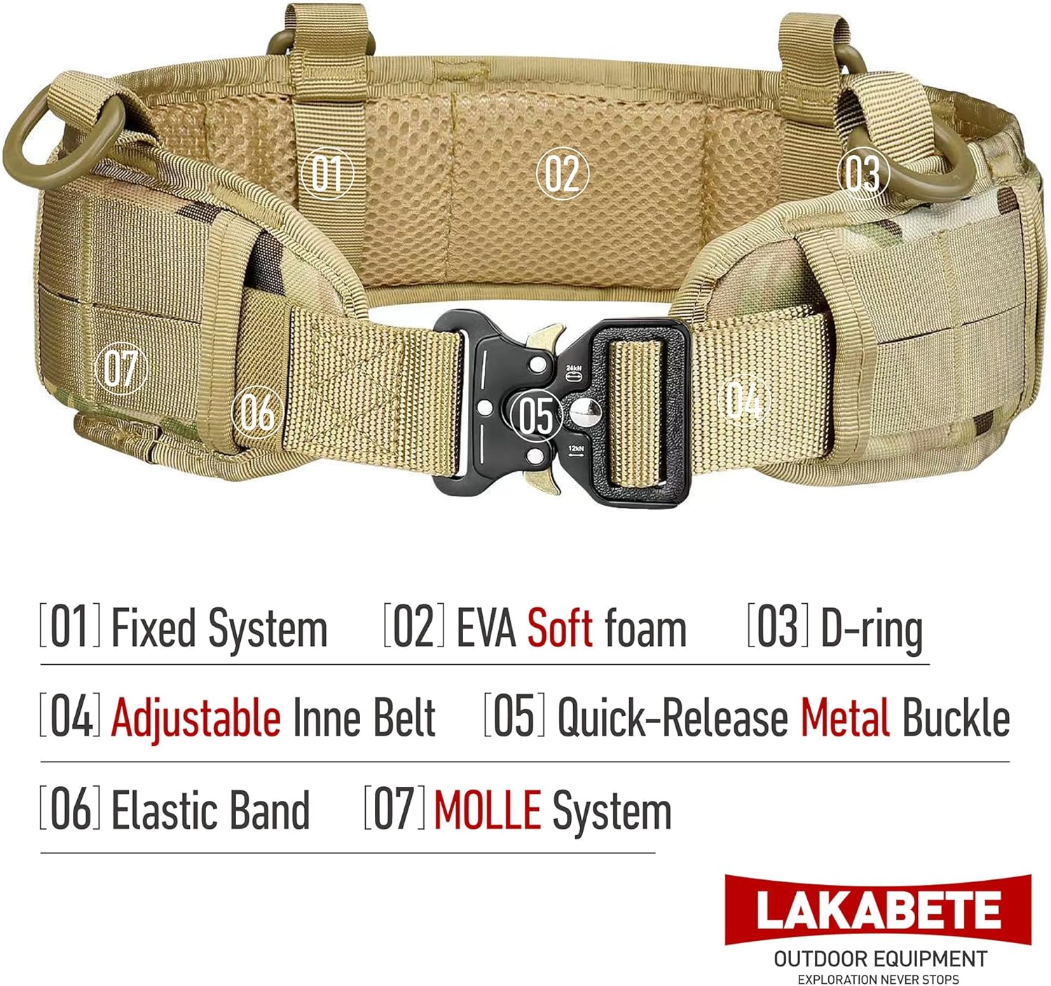 Tactical Battle Belt Molle Belts with Pouches for Sports Outdoors Hunting