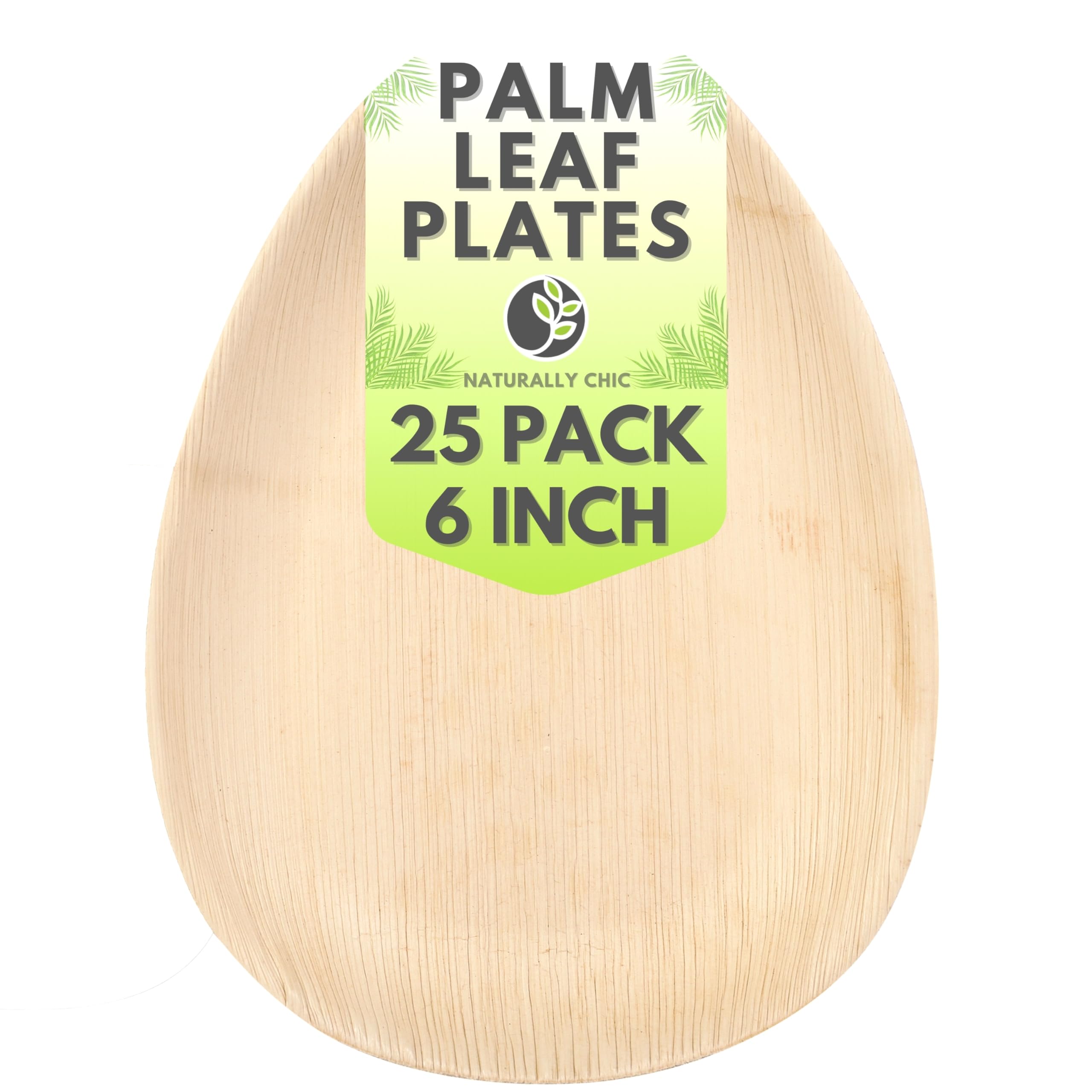 Small Palm Leaf Plates - 6.5 Inch Oval - Tiny Bamboo Like, Eco Friendly, Disposable, Compostable and Biodegradable Plates for Weddings, Parties and Events