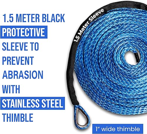 Miniatura 4 de Cuerda de cabrestante sintética de  pulgadas x 50 pies, repuesto de cable de cabrestante con resistencia a la rotura de 7700 libras, cable de