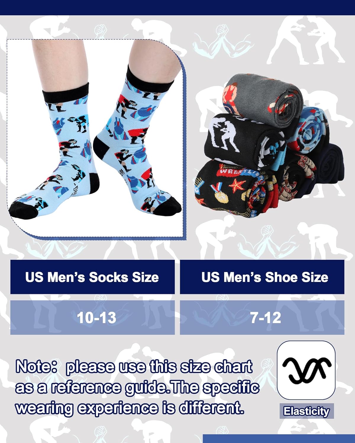 6 Pairs Novelty Sports Gifts for Men Cotton Crew Socks Birthday Gift for Wrestling Swim Fencing Boxing Lover - Image 5