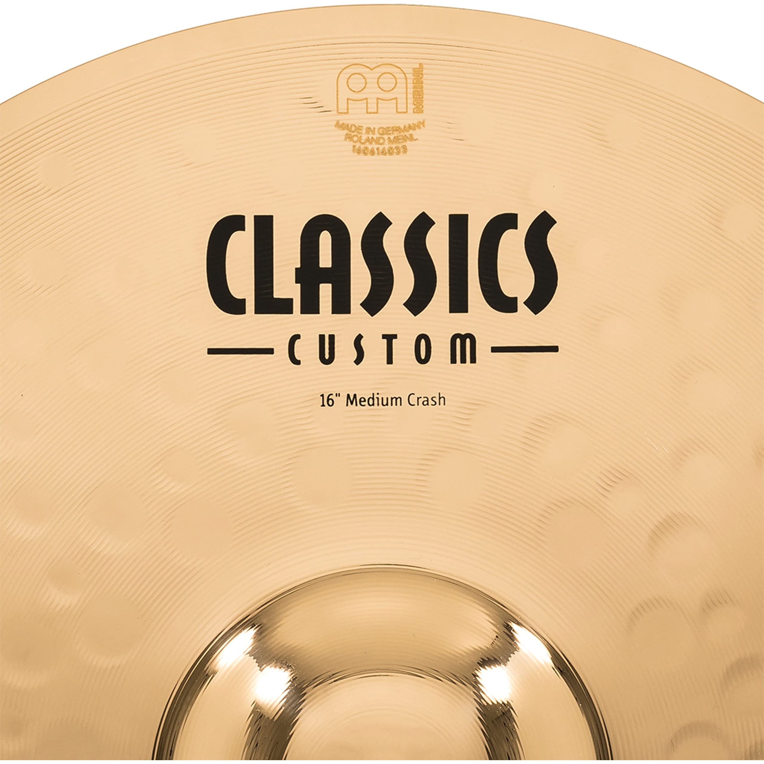 Meinl Cymbals Classics Custom Brilliant Plato Crash Medium de 16 pulgadas (40,64cm) Platillos de Batería - Pareja - Bronce B12, Acabado Brillante (CC16MC-B)