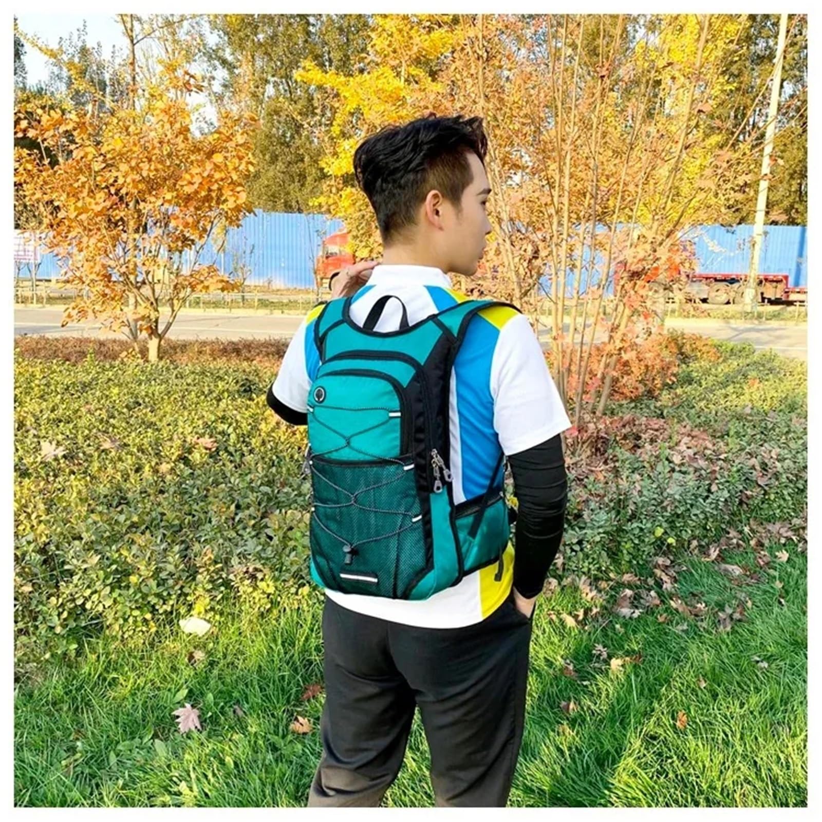 Fahrradrucksack 13L Fahrrad Radfahren Wasser Tasche Rucksack Outdoor Sport Laufen Klettern Wandern Trinkblase Lagerung Pack Wasserdichter Rucksack(Green)