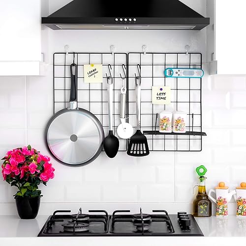 Vista 6 de 1 paquete de paneles magnéticos de rejilla de alambre de metal negro Organizador de pared para fotos y fotos Tablero de cuadrícula Decoración