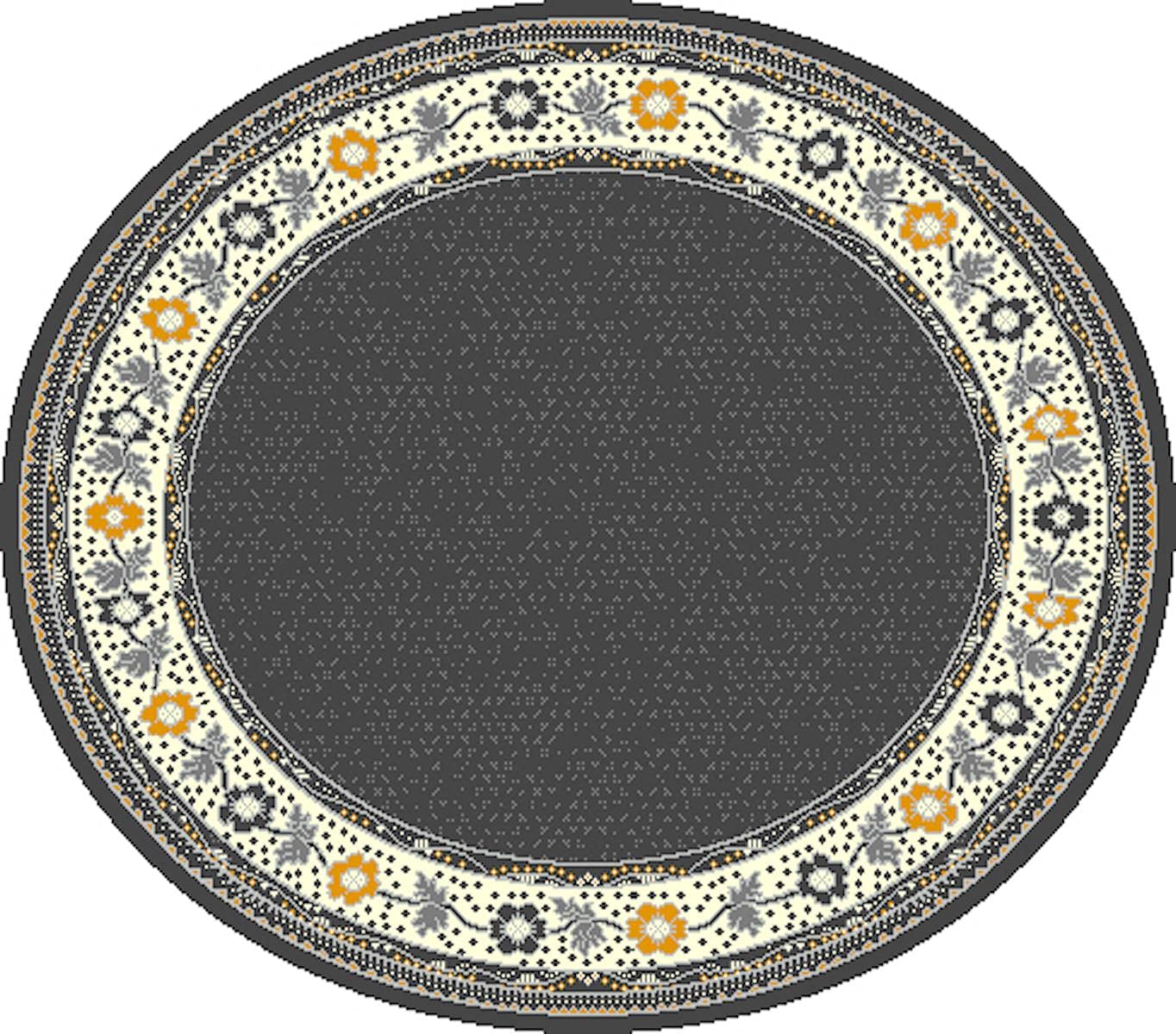 SrS Rugs® Round Circle Large Small Living Room Mat Rug 13 Designs 3 Sizes (Ochre Grey Borders, 160cm Circle) — image 1