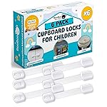 Booboo (6 Pack) Premium Child Safety Cupboard Door Strap Locks | Baby Proof Your Cabinets with No Trapped Fingers | Extra Easy Installation, No Tools Needed