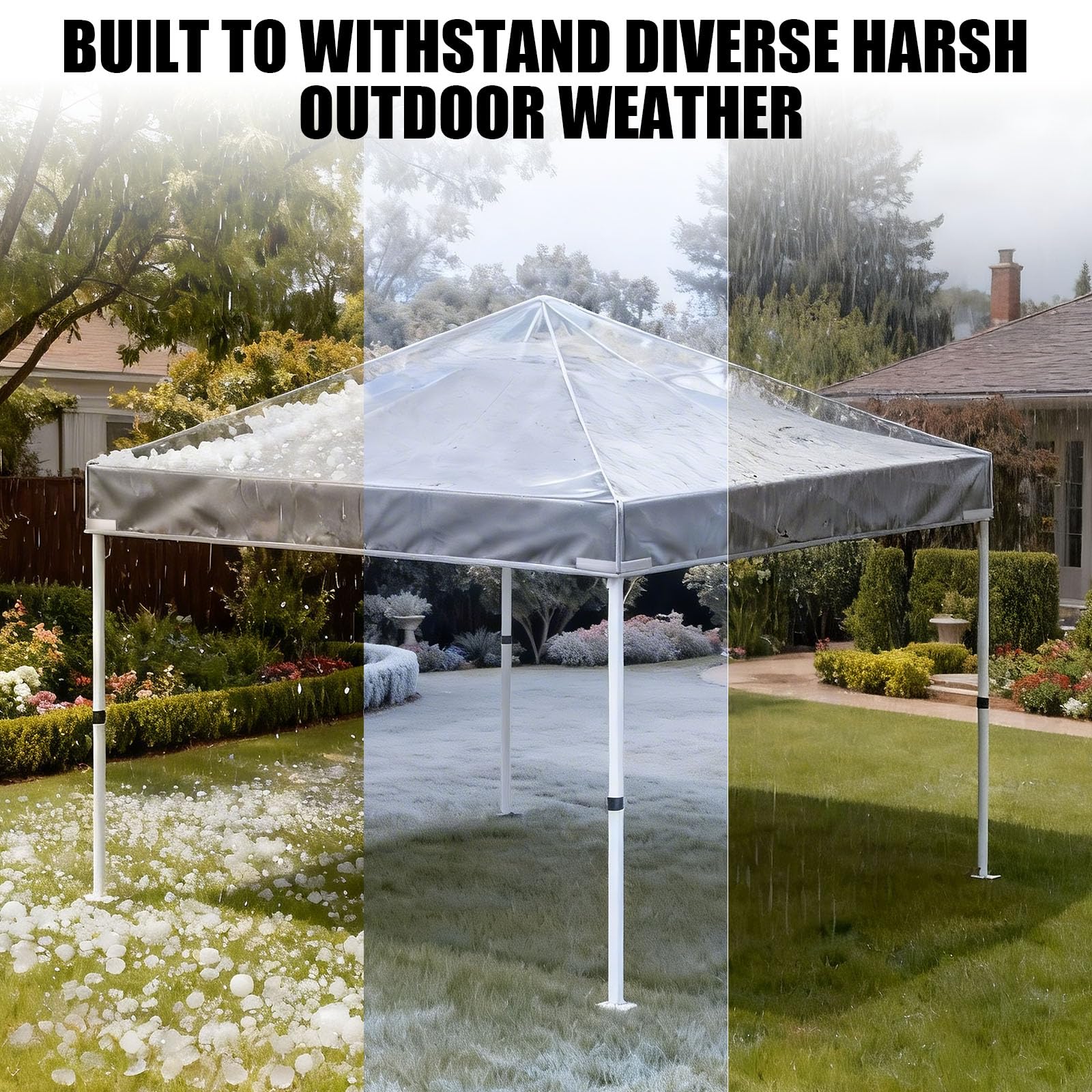 Toit de Pavillon 3x3 m en PVC Transparent, Bâche de Rechange Imperméable 270 g/m², Toit Pointu pour Tonnelle de Jardin, Compatible Tente Pliante, Abri de Jardin & Party Tent