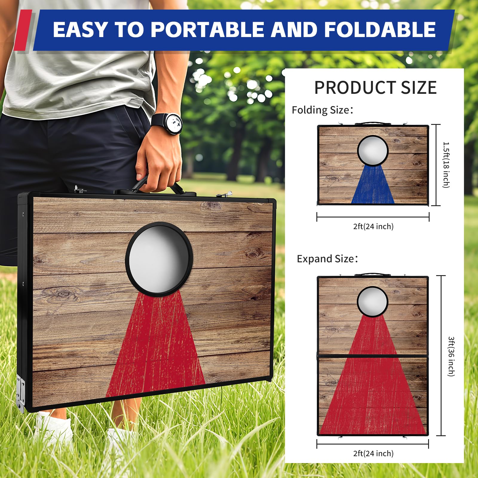 NZQXJXZ Set di cornhole in alluminio 2 in 1 per esterni, con 8 pouf e borsa per il trasporto, per cortile, prato, spiaggia, campeggio, set da gioco all'aperto