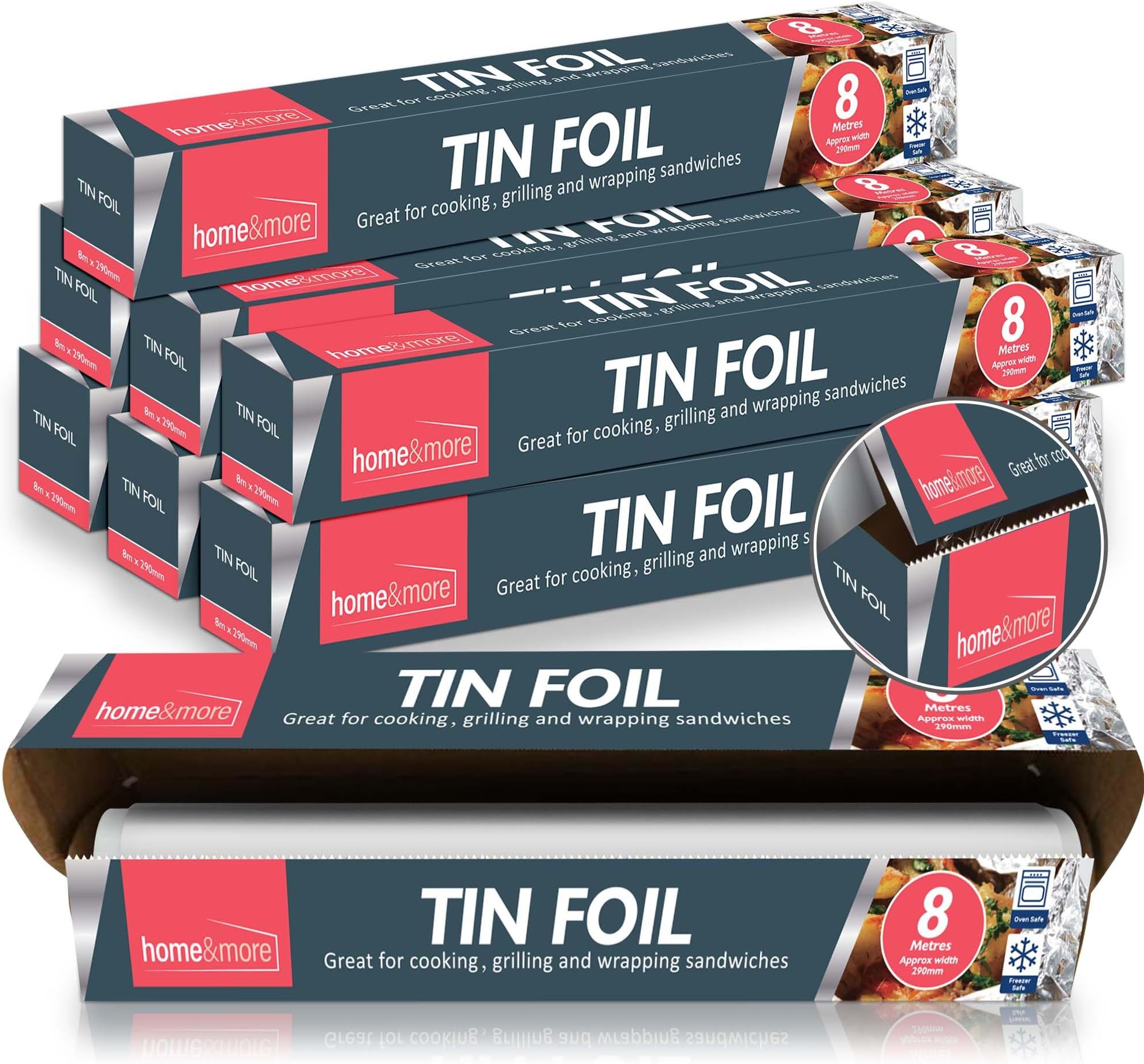 SOL 8pk Tin Foil Roll 64M Aluminium Kitchen Foil Roll 8M x 29cm Non