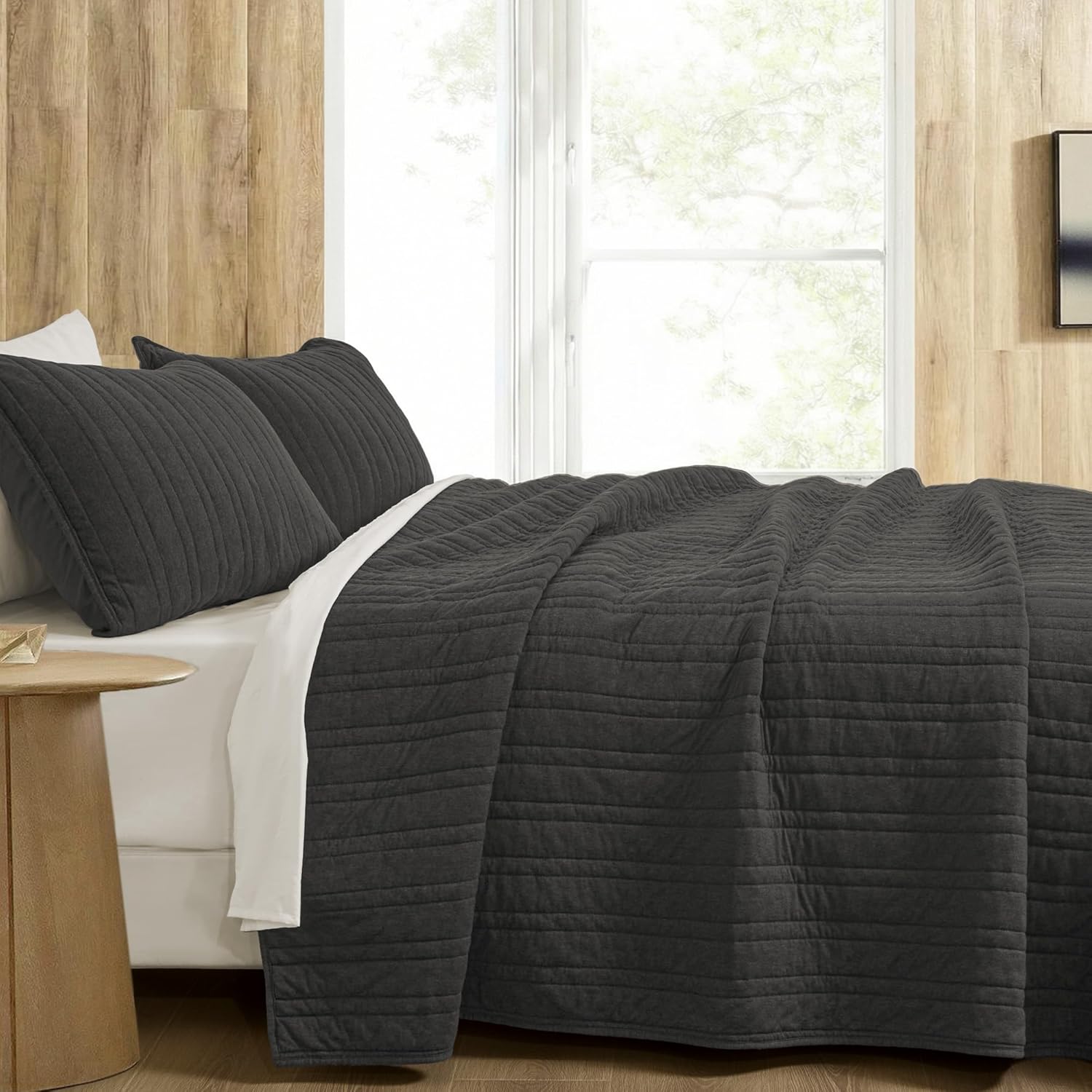 Wonderful 100% Cotton Jersey Knit Quilt Set - Breathable & Hypoallergenic Lightweight Apricot Beige Quilt Queen, 3 Piece Rice Stitched All-Season Use Blanket Bedspread & Coverlet Bedding Set, 94"x94" | Safe Sleep, Skin-Friendly, Machine Washable, Pre-Washed, Minimalist Design