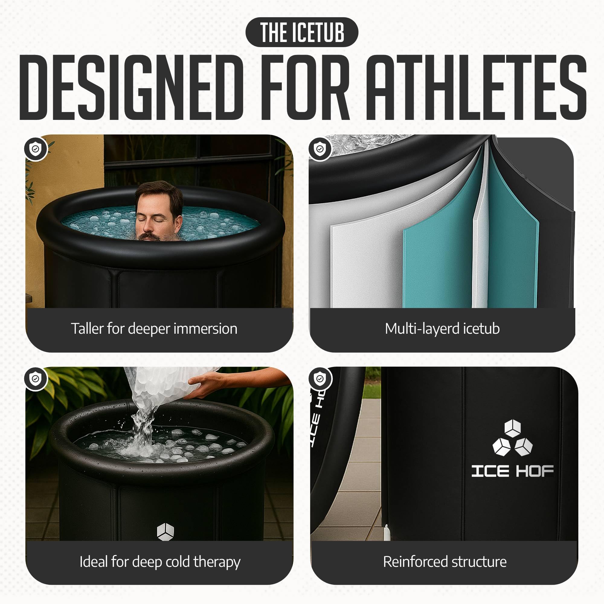 Ice Hof® Ice Bath Tub | New Improved Extra Large Ø80x80 cm Cold Plunge Barrel | Portable Ice Bath for Recovery, Wellness and Cryotherapy – Outdoor Eisbaden Tonne Style