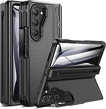 Doeshine pour Samsung Galaxy Z Fold 5 avec Porte-S Pen (No S Pen), [Protection de Charnière & D'écran Avant], Invisible Support, Robuste Antichoc Antichute Étui Case pour Samsung Z Fold 5 5G (Noir)