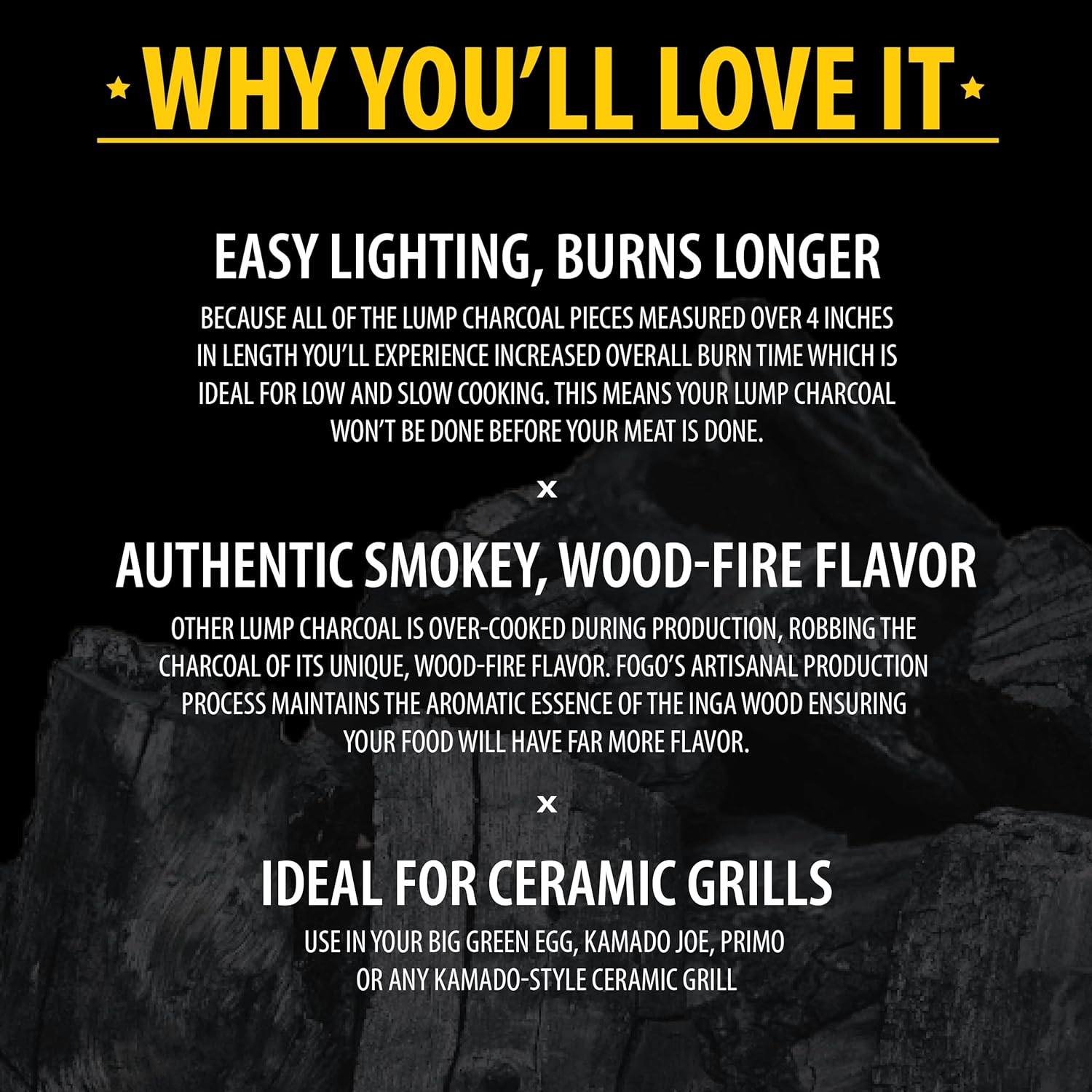 FOGO Premium Hardwood Lump Charcoal, Natural, Large Sized Lump Charcoal for Grilling and Smoking, Restaurant Quality, 35 Pound Bag, 2-Pack