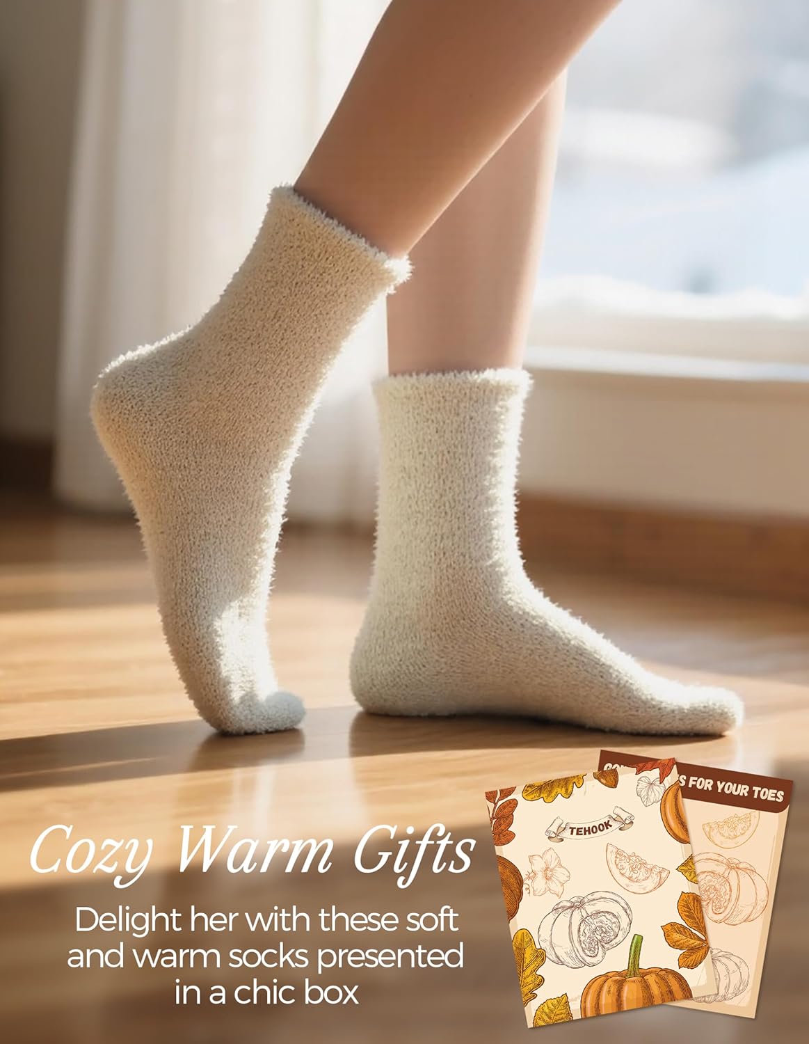 TEHOOK Warm & Cozy Valentines Gifts for Women, Fluffy Fuzzy Plush Sleeping Slipper Socks - Soft Warm Fabric - Image 4