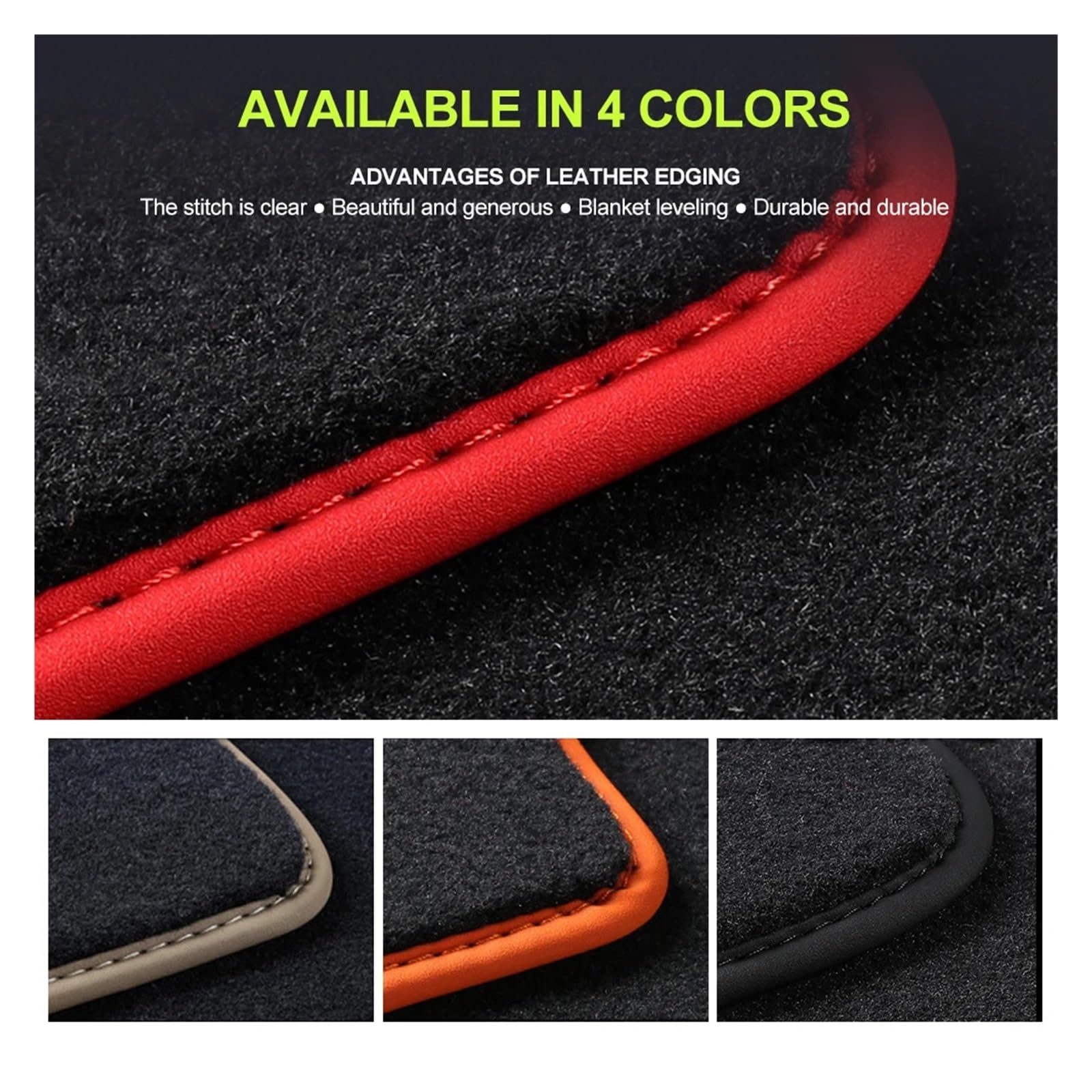 Tappetini antiscivolo, compatibile con Ford, Fiesta CB1 CCN | Tappeti neri ignifughi per file anteriore e posteriore, stile piatto con superficie impermeabile(Red)