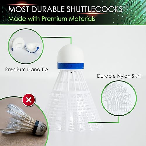 Miniatura 6 de E-Jet Volantes de bádminton LED, pájaros de bádminton 4pcs - Iluminación que brilla en la noche oscura, blanco (EOB332562020)