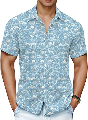 Hawaiian Shirt for Men Button Down Short Sleeve Shirts Casual Beach Vacation Summer Tropical Print Shirts
