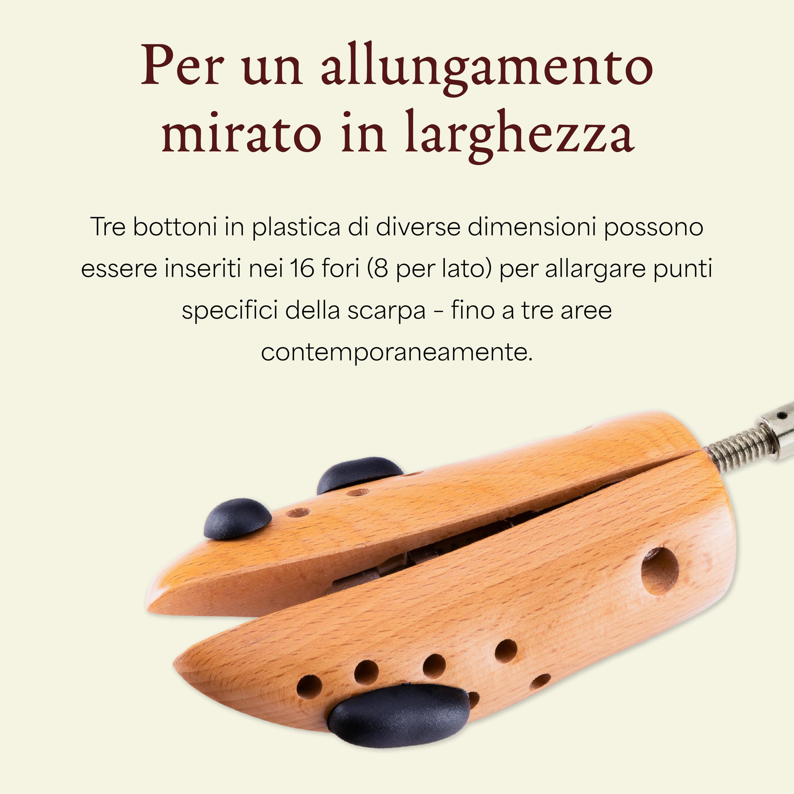 Langer & Messmer allunga scarpe da donne contro le pizzicature di scarpe, stivali o tacchi alti - in legno di faggio massiccio e meccanismo in metallo incluso spray allunga pelle 50ml