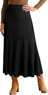 Women's Wool Blend Wide Elastic Band A-Line Pleated Flowy Long Skirts 2025