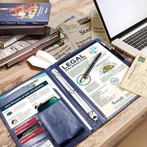 Vista 20 de Darolin Portafolio de negocios/currículum vitae con portapapeles tamaño carta A4, organizador de entrevistas/conferencias/documentos legales, Oro