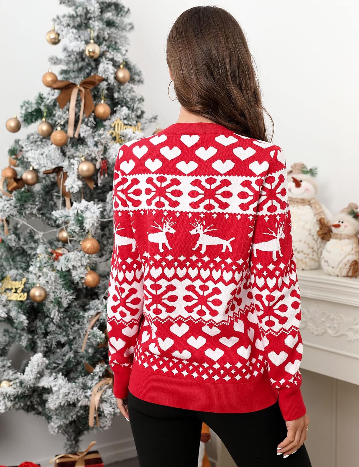 KOJOOIN Ugly Christmas Sweater for Women funny Xmas Sweatshirt Reindeer Snowflake Snowman Sweaters Funny Holiday Sweaters - Image 5