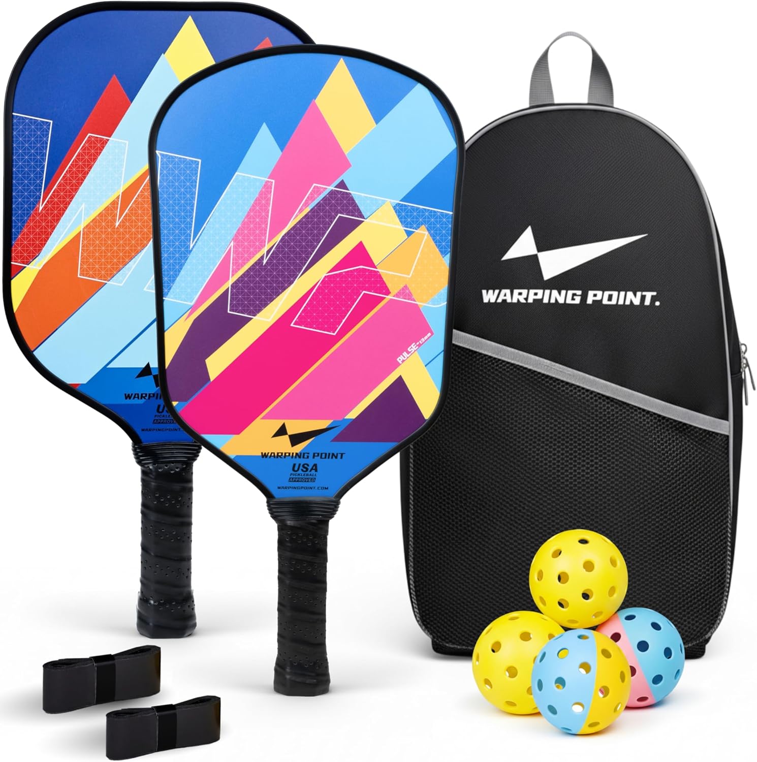 Pickleball Paddles Set of 2, Fiberglass Pickleball Set, Durable & Lightweight USAPA Approved Pickle Ball Rackets 2 Pack Pickleball Gifts for Women with Bag & Outdoor Balls for Men Beginner Kids Adults