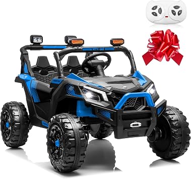 JOYRACER 24V Ride on Car for Big Kids 2 Seater Ride on UTV Off-Road UTV 4X200W Powerful Motor Kids Electric Vehicles with Remote Control, Spring Suspension, Led Light, Bluetooth Music, Blue