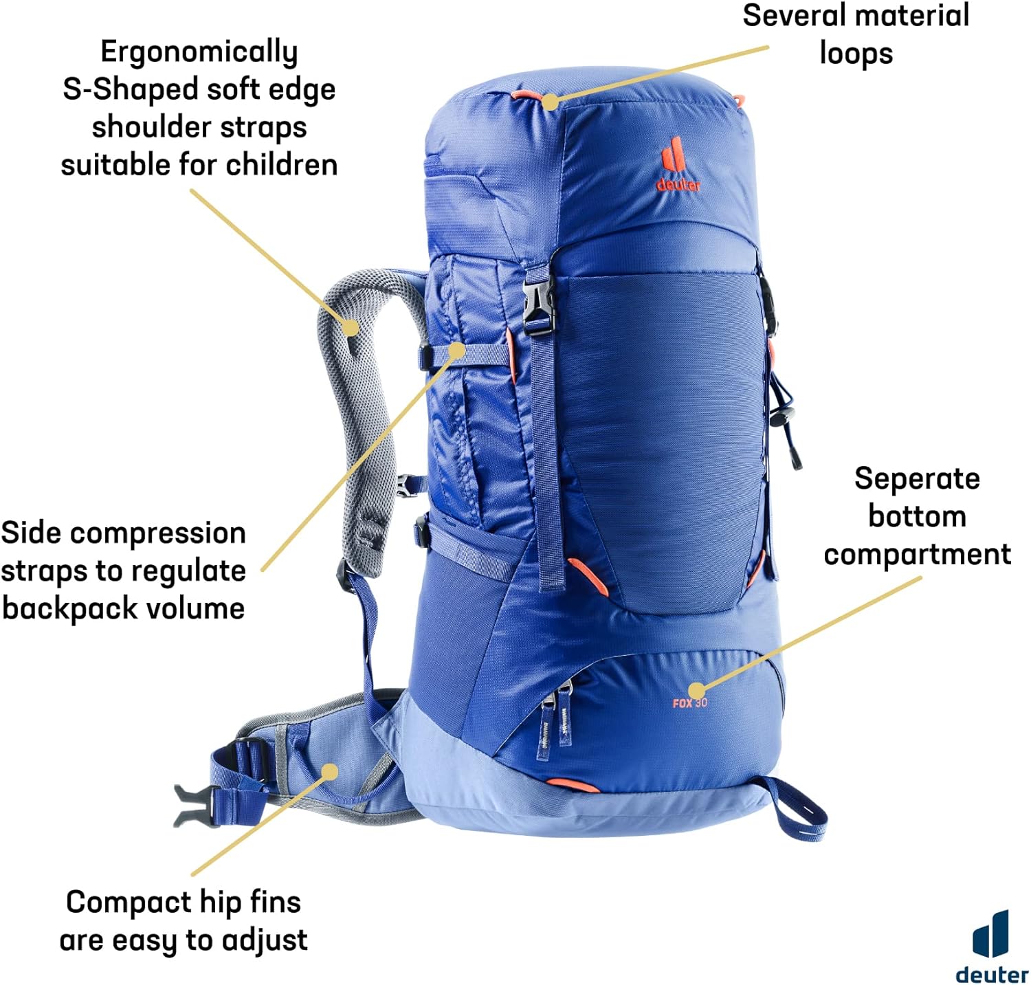 Deuter Fox 30 Kid's Ultralight Backpack I 30l Rucksack for Day Hiking and Trekking I Ages 8+ Up