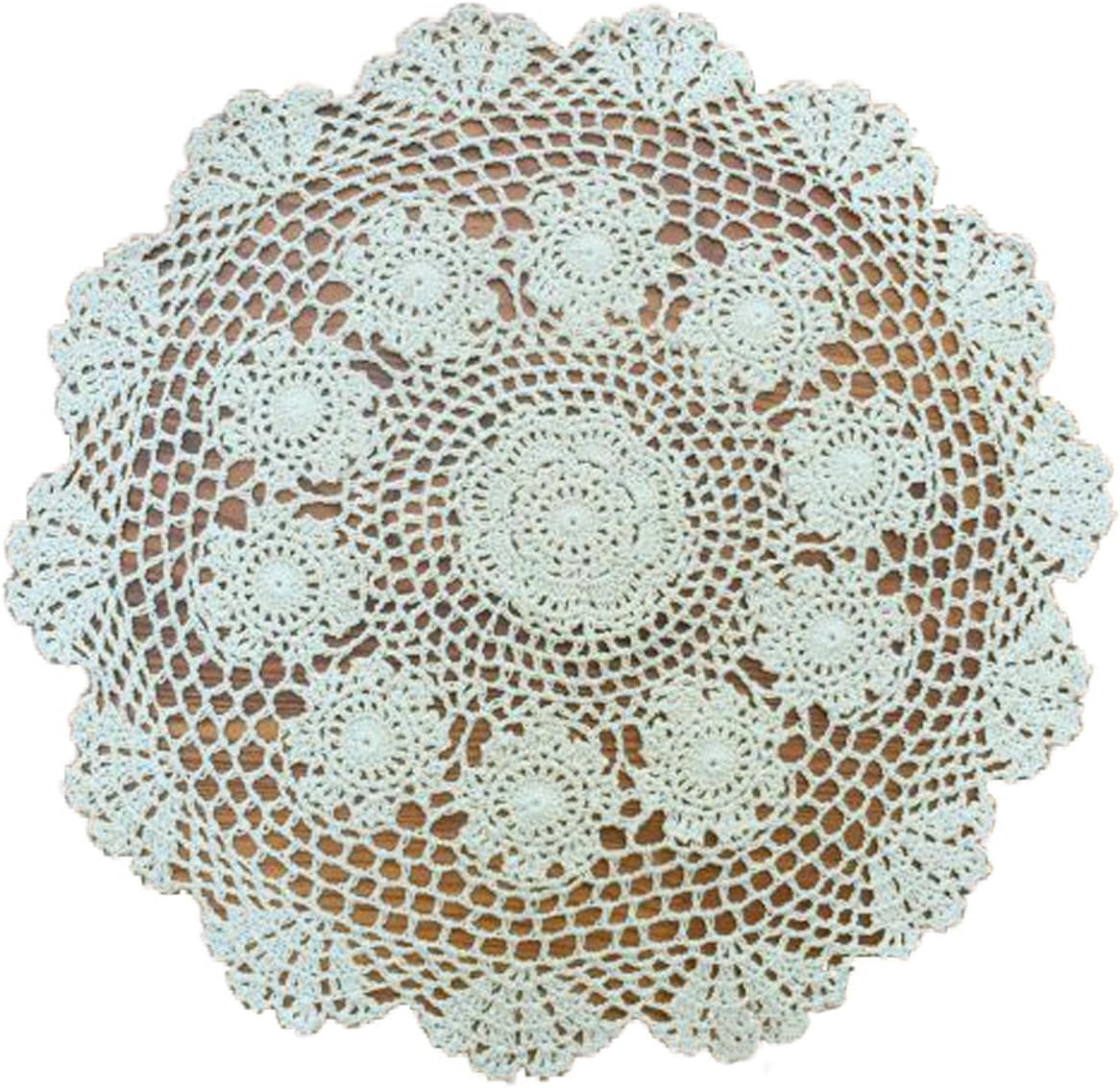 Handmade Crochet Doilies for Table Cloths Round Home Decor 19.7" inches (50 cm) Pack of 2 (Beige)